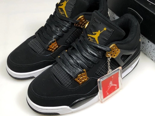 Gold-White 4 Black Jordan Air 308497-032 Royalty Metallic 0707
